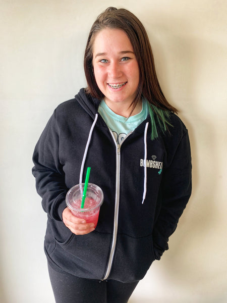 Bombshell Logo Zip Up Hoodie - White Zipper